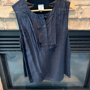 CAbi Navy Pintuck Button-Front Sleeveless Camisole